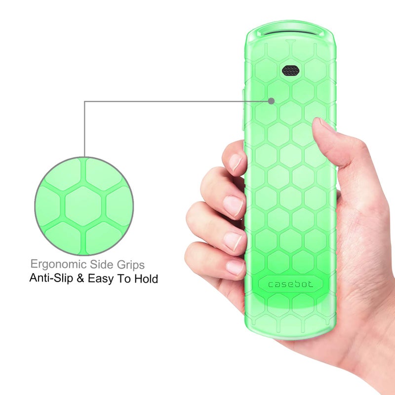 CaseBot Case for Roku Remote RCC1R (2024)/Ultra 4K 4800R (2020)/4670 (2019)/4661 (2018)/4660 (2017), Roku 1/2/3/4 Remote-Honey Comb Anti-Slip Shockproof Silicone Cover, Green Glow - Image 4